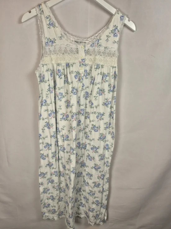 Carole Hochman Cream Nightgown with Blue Floral Print