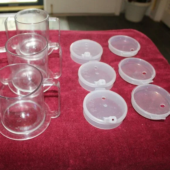 2-Handle Plastic Mug w/2 Style Lids, Lightweight Drinking Cup w/Easy to Grip-3