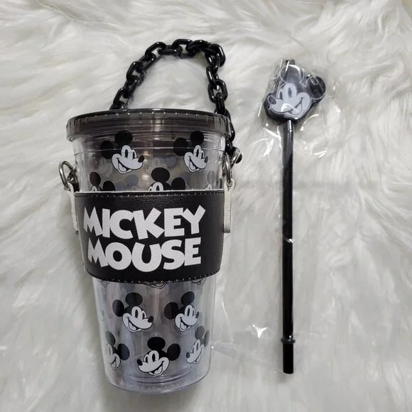 Disney Mickey Mouse Black & White Tumbler with Holder