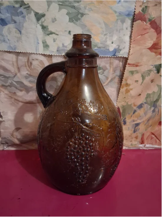 Vintage Mayfield Glass One Gallon Grapevine Pattern Round Jug Decorative Pitcher