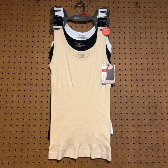 Skinnygirl Seamless Shaping Tanks 3PK Small Black White Nude SG7483 NWT