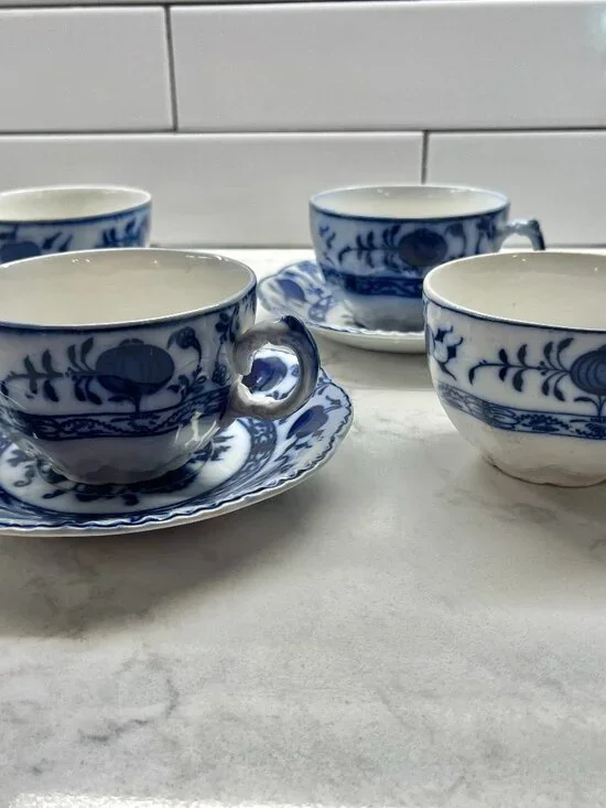 (3) Antique Johnson Brothers Holland Flow Blue 