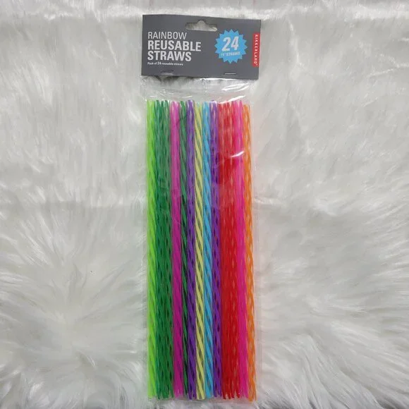 Kikkerland Set of 24 Rainbow Reusable Straws