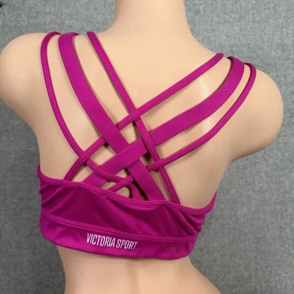 Victoria Sport Large Sports Bra Womens Pink Criss Cross Straps‎ Stretch Scoop