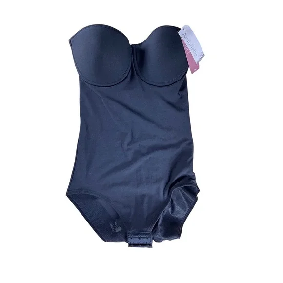 Ambrielle Womens Strapless Underwire Bodysuit Shapewear Black 38B NWT‎