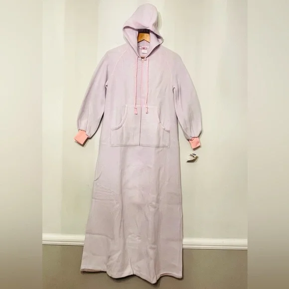 Vintage Sears JR Bazaar Hooded Zip Nightgown PJs NWT 70s Pockets NOS Womens 8-10
