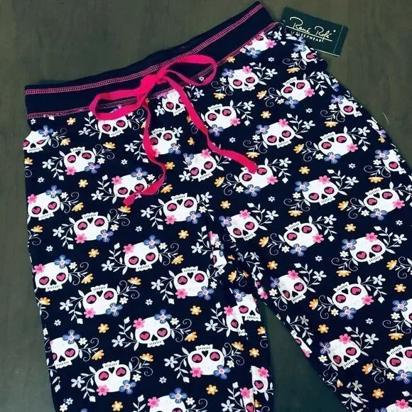Day of the Dead Floral Sugar Skulls PJ Pants S