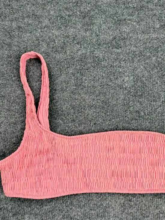Anna Sitar x PacSun Eco Pink Smocked One Shoulder Bikini Top Swimwear Size Small