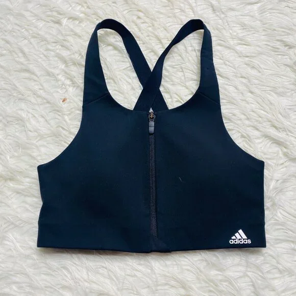 Adidas‎ Sports Bra Womens XS Ultimate Front Zip Black