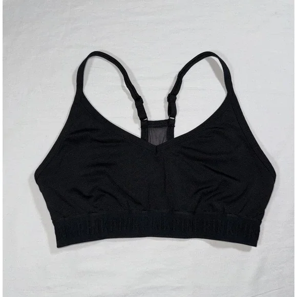 Victoria's Secret PINK Ultimate‎ Sports Bra Black Athleisure Racerback Size M