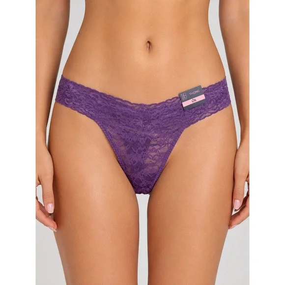 No Boundaries Womens Purple Floral Lace Thong Panty‎ Size Large New With Tags
