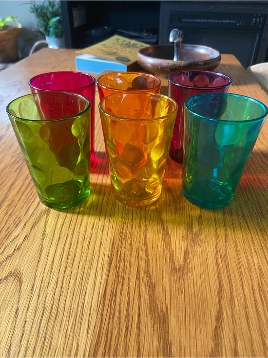 6 Vintage Pasabahce Opus Thumbprint Juice Glasses