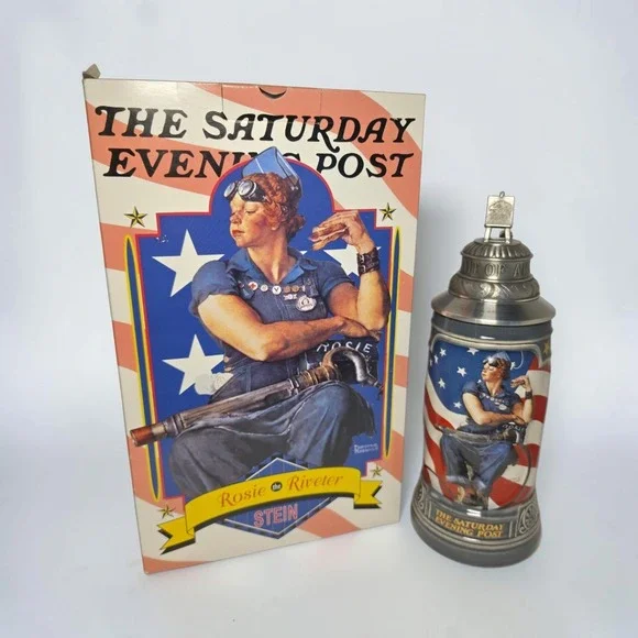 Rosie the Riveter Collectible Beer Stein Norman Rockwell w/ COA New in Box