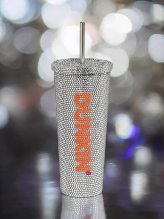 BRAND NEW 2024 Dunkin Donuts Sparkly Studded Tumbler 24oz RARE HARD TO FIND