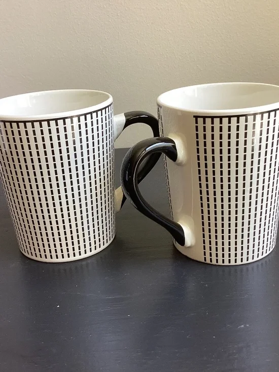 Set of 2 Royal Norfolk Black n White Geometric Coffee Migs