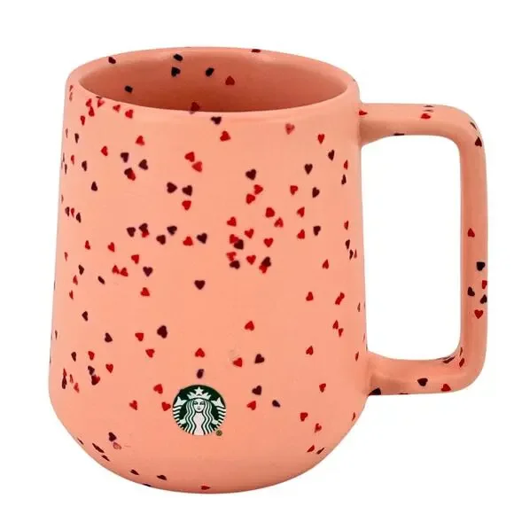 Starbucks Valentines Day 2019 Pink Hearts Cofetti Coffee Mug Cup 14oz