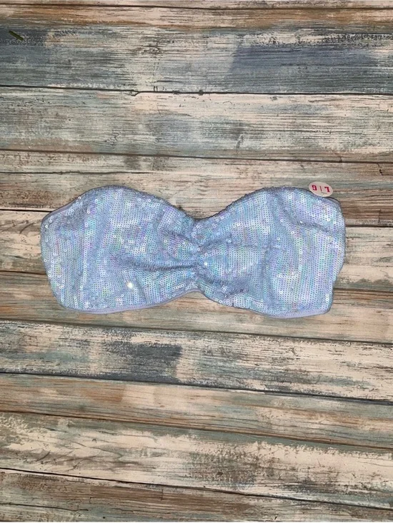 PINK Victoria’s Secret Iridescent Sequin Twist Bandeau Bra Top L NWT