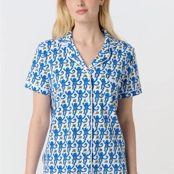 Roller Rabbit Monkey Polo Pajamas Top XL 🐵