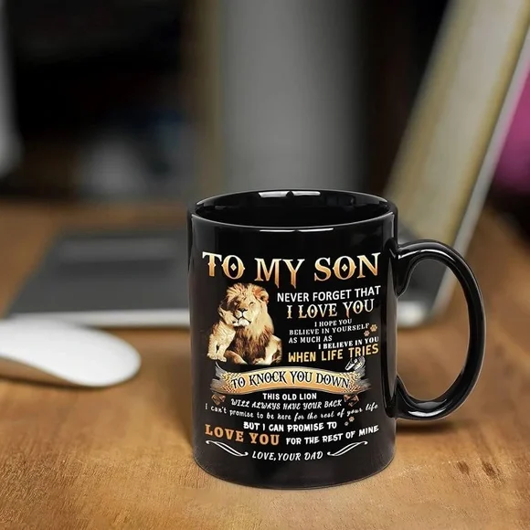 Black Lion Themed Mug‎ with Inspirational Message
