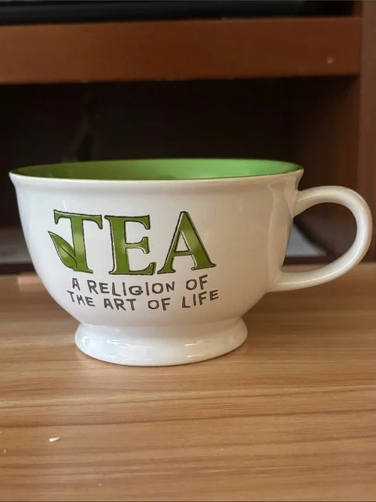 Pier 1 White Ceramic Mug with Black Logo