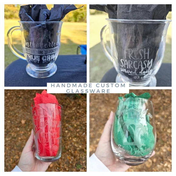 Handmade Beautiful Beacons Custom Order Etched Glasses