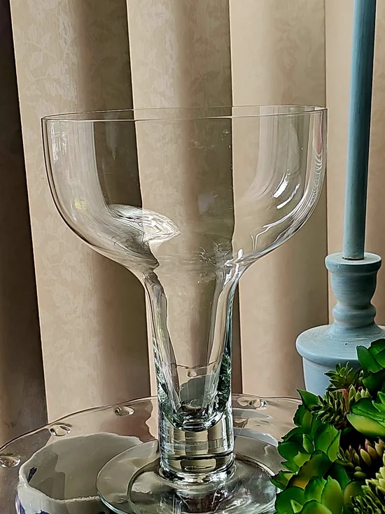 Clear Glass Decorative Compote Vase - Home Accents