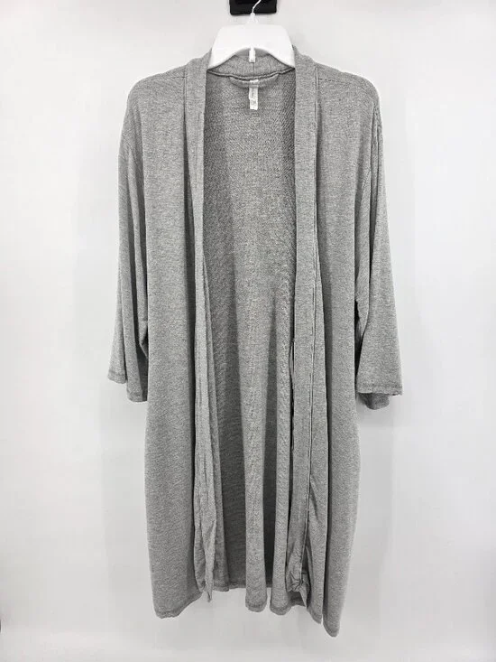 Nordstrom Grey Knit Open Front Robe – Size‎ M – Belt Included 3/4 Sleeve