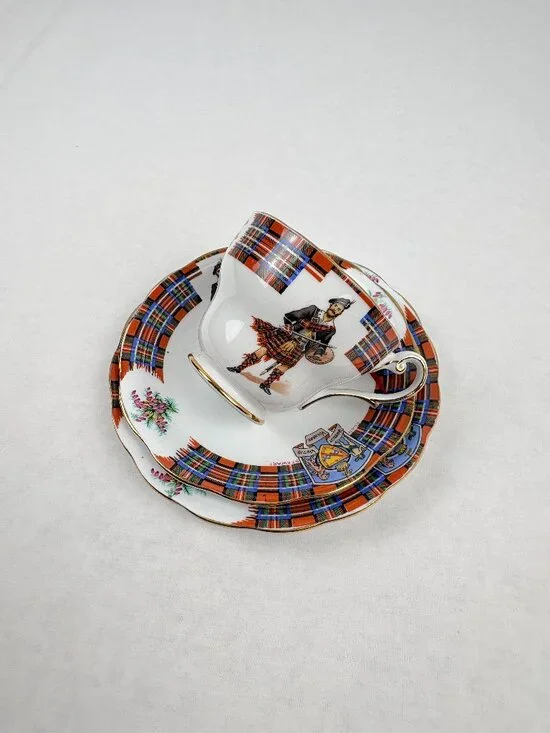 VTG Royal Standard Bonnie Scotland Clan Stewart Teacup Saucer Plate Trio Set