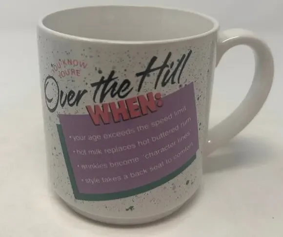 Mugs Carlton Cards White Purple 'Over The Hill' Mug 3 3/4