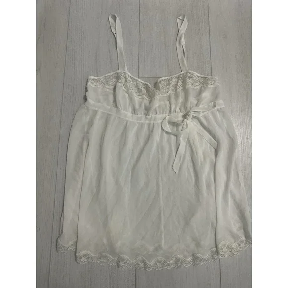 Vintage Victoria's Secret Babydoll Lingerie Sz‎ L  Ivory Sheer