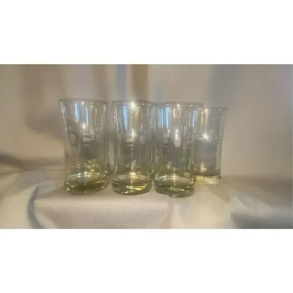 Set Of 7 Vintage Retro 10 Oz‎ Etched Glassses