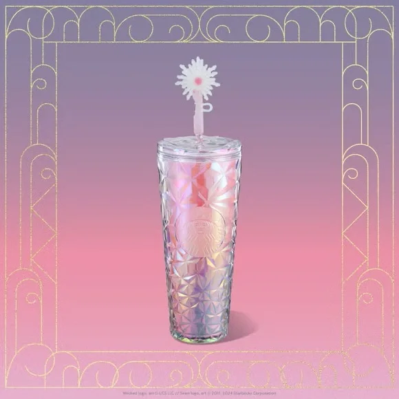 Starbucks Wicked | Glinda Upland Prismatic 24oz Cold Cup with Wand Straw Topper
