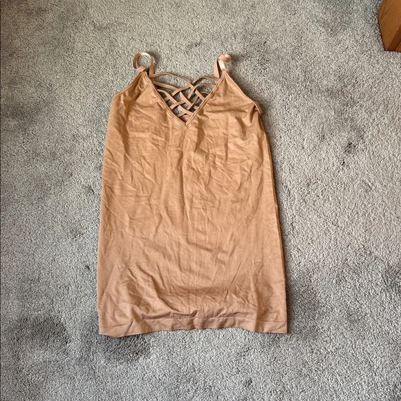 Zenana Outfitters Brown Seamless Strappy Cami Chemise SIZE L/XL
