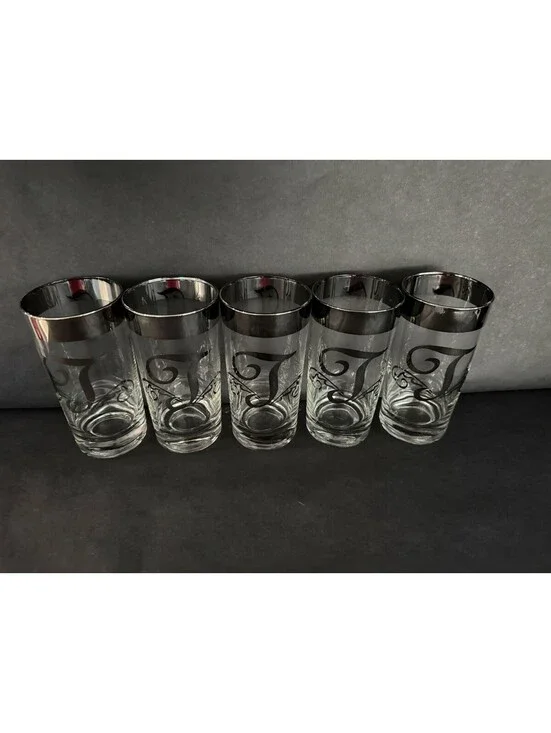 MCM Glastonbury Highball Tom Collins Glasses Monogram Platinum T 5.5