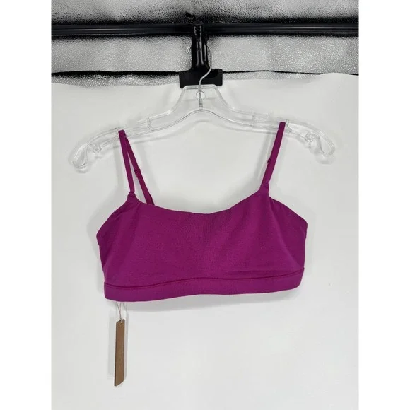 SKIMS Cotton Jersey Scoop Bralette Bra Womens Medium Lollipop Purple Adjustable
