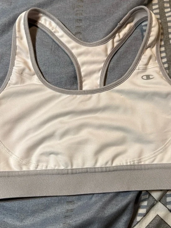 Champion Cream Sports Bra with Gray Trim Racerback