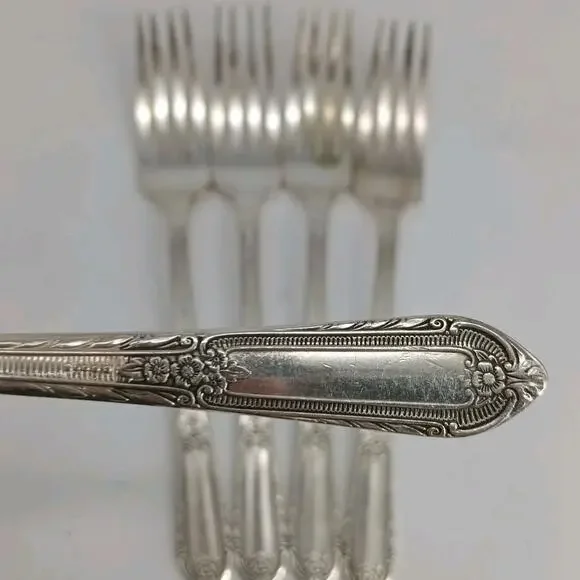 5X DF 1937 Rogers Silverplate Cotillion Collection Dinner Forks
