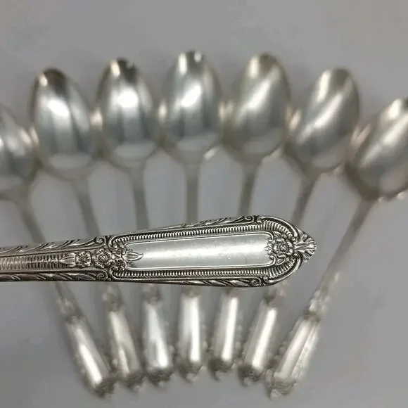 8X Tbsp 1937 Rogers Silverplate Cotillion Collection Oval Table Spoons