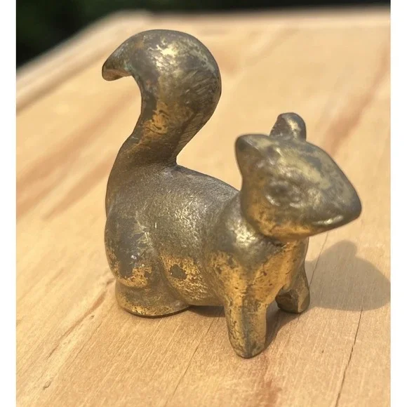 Vintage Solid Brass Squirrel Figurine Miniature 2
