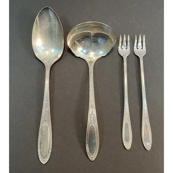 Vtg Ramona-Lakewood-Brentwood Serving Silverplate 1928 Oneida Flatware 4 Pcs