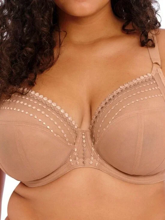 Elomi EL8900 Cafe Au Lait Sheer Underwire Bra With Lace Details US 40G