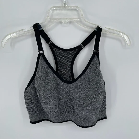 Women's Gray Marled Racerback Seamless Sports Bra Size Large‎