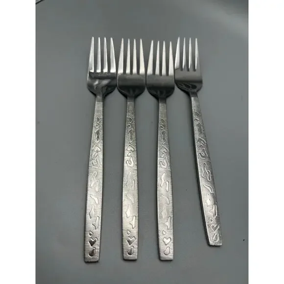 Stanley Robert's‎ Stainless Malaga Abstract design flatware 4 Dinner Forks