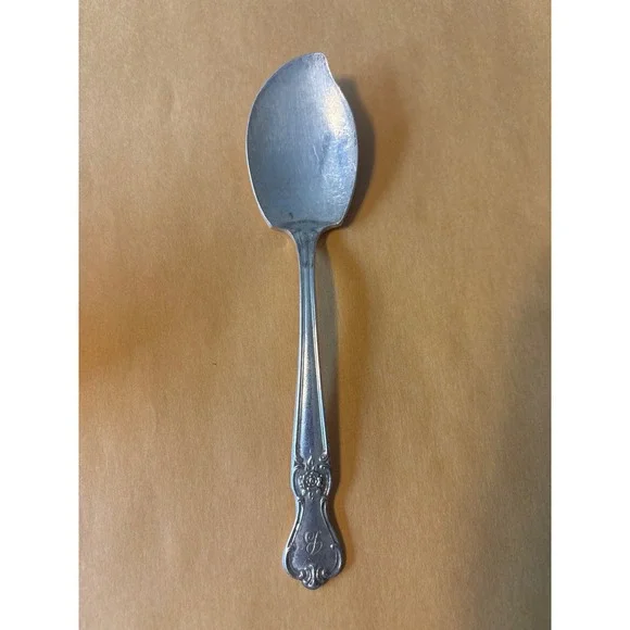 Old‎ Company Plate Jelly Server Spoon Monogram B Silver Silverplate Floral Rose