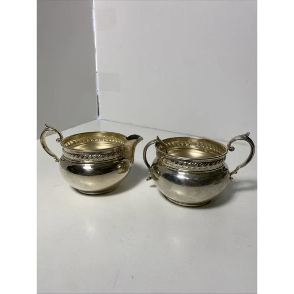 Gorham Electroplated,‎ Creamer And Open Two Handle Sugar Bowl Set Broken Handle