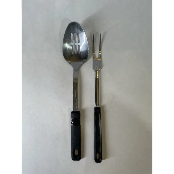 Vintage Best Results by EKCO Stainless Steel Slotted Spoon & 2 Prong Meat Fork‎