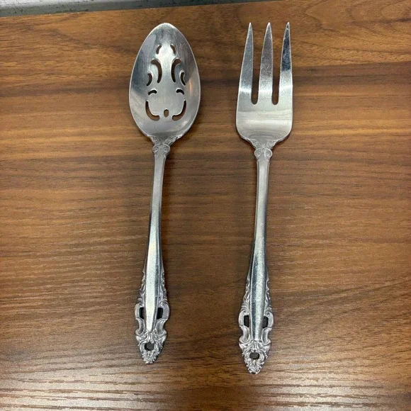 Gorham Stainless Michelangelo Meat Fork and Table Spoon Vintage 8.5