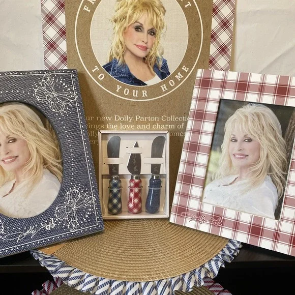 Dolly Parton 3 Piece Cheese Spreader Set Stainless Steel Plaid Polka Dot‎ New