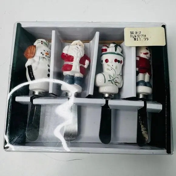 Pfaltzgraff Winterberry Set of 4 Christmas Spreaders Ceramic  NEW