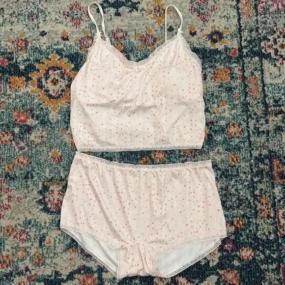 Jessica Simpson Floral Tank Shorts Lace Pajama PJ Set Size XL